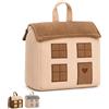 Virsus Fermaporta CASA da pavimento 9862, accessorio decorativo, fermaporte in poliestere peso 1,2 kg con imbottitura pesante, per porte e finestre (Rosa con dettagli Marrone)