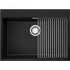 PRIMAGRAN Lavello Angolare Nero 68x50cm, Lavandino in Granito a 1 vasca + Set di accessori, Lavabo da Cucina Incasso al Mobile 70cm - Oslo Top S467