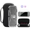 GLDRAM Custodia da trasporto nera per Nintendo Switch Lite, custodia da viaggio portatile con 8 slot per schede di gioco, kit di accessori 4 in 1 con guscio protettivo in TPU trasparente, pellicola