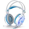 CSZH 7.1 Virtual Bass Surroun Headphones Cuffie Headban con microfono per Xbox One PC Laptop Tablet Mac Smart Phone (bianco blu)
