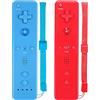 ZeroStory - Telecomando con custodia in silicone e cinturino da polso, compatibile per Wii Wii U Console (2 pezzi, rosso e blu)