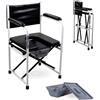 Mobiclinic®, Sedia Comoda WC, Pieghevole, Ebro, con Braccioli, Seduta Imbottita, Secchiello e Coperchio Rimovibili, Terminali Antiscivolo, Max. 100 Kg, Acciaio Cromato