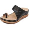 Yytcsjz Sandali da Donna con Tacco a Zeppa, Infradito estive con Punta Divisa, comode e Traspiranti, in Rete, con Punta a Clip, correttore per Alluce valgo(Black,35 EU)