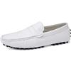 LZQpearl Uomo Mocassini Penny, Scarpe Casual in Pelle Bovina Primo Strato, Slip on Scarpe da Guida Scarpe da Lavoro, Pantofole Mocassino da Barca per Adulti E Ragazzi (White,49)