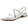 WeFloHsL Scarpe da Sposa Basse A Punta da Donna Ballerine Cinturino alla Caviglia Glitter Strass Piatte Sandali da Sposa Damigella d'Onore 18448-29GL,Bianca,39 EU