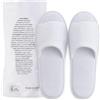VIRSUS 10 Paia Pantofole monouso APERTE in spugna di COTONE colore Bianco, imbustate a coppia in Confezione 100% CARTA, suola in EVA Antiscivolo da 5 mm, taglia Unica, per Hotel, Spa