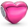 Pandora Moments 793337C03 - Ciondolo a forma di cuore metallizzato, in argento Sterling, compatibile con braccialetti Moments, colore: rosa