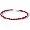 Generic Bracciale in pelle intrecciata tondo 3 mm - Rosso bordo - 3 misure a scelta - chiusura in acciaio