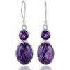 Kanika Jewelry Trove Created Charoite, Amethyst 925 Sterling Silver Dangle Earrings for Women, for, Christmas Gift, Valentine's Day Gift, New Year Graduation Gift, Handmade 2 Stone Earrings
