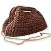 DUST/ROSE Borsa Clutch all'Uncinetto in Velluto Marrone, Fatta a Mano, 27x15x16 cm, Tracolla Intercambiabile