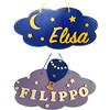 Handmade generico Targhetta in Legno Personalizzata Nuvoletta - Scegli Il Modello ed i Colori - Idee Idea Regalo Legno Personalizzato - Perfetta per la cameretta -Targa fuoriporta