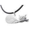 Cozzi Gioielli Gattone : Ciondolo in Argento 925 e Girocollo in Caucciù con Chiusura in Argento 925 - Collana con Gatto - Gattino - Micio - Micione - Micetto - Felino