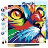 Figured'Art Mini Dipingere con i Numeri 20x20cm con Telaio - Paint by Numbers Felino Pop Art, Passatempo per Adulti, Kit Completo, Hobby Creativi - Quadri fai da te Tela Già Incorniciata