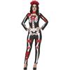 FIESTAS GUIRCA Costume da Catrina - Tuta lunga con stampa scheletro, fiori e gioielli da donna adulta, taglia M 38-40