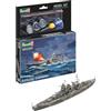 Revell Model Set 65181 Battleship Gneisenau 1:1200 Kit modello in plastica non costruito/non verniciato, con colla professionale Contacta, pennello e colori Aqua Color selezionati