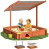 SPIELWERK® Sabbiera con Tetto 140x140cm Protezione UV 50 Legno Ecologico Sandbox per Bambini Gioco Esterno Playhouse