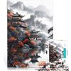 AITEXI Puzzle 1000 pezzi per adolescenti Montagne nebbiose del Giappone Gioco intellettuale giocattolo Lista dei desideri con Babbo Natale 38x26cm