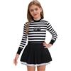 MSemis Costume da Prigioniero da Bambina Vestito da Detenuto Carcerato Tutu Ballerina Body Danza Classica Costumi in Maschera Costume Feste a Tema Carnevale Halloween Nero 7-8 anni