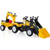 COSTWAY 3 in 1 Escavatore per Bambini, Trattore con Rimorchio Staccabile Cavalcabile per Bambini, con 6 Ruote e 2 Benne, per 3-6 Anni (Giallo)