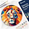 Figured'Art Dipingere con i Numeri su Disco di Legno da 30 cm - Paint by Numbers, Leone, Passatempo per Adulti, Kit Completo, Hobby Creativi - Quadri fai da te