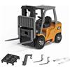 TBRICKFUNR 1/64 Scala 2.4G Mini Lega RC carrello elevatore con controller wireless, gancio di carico, forche e pallet (giallo/versione base)