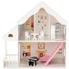 RELAX4LIFE Casa delle Bambole con Accessori e Mobili, Casa Semi-Aperta, 2 Piani di Gioco per Bambole, 81x30x86 cm, per Bambini dai 3 Anni in su, Bianco