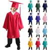 Generic Set Toga e Tocco Bambini Cerimonia di Laurea Vestito Accademico Scuola Materna Primaria Media Costume Dottorato Abito con Cappello Nappina Chiusura Lampo Unisex Vari Colori Festa (Black, 5-6 Years)