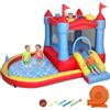 AIYAPLAY Castello Gonfiabile per Bambini 4 in 1, Parco Acquatico con Scivolo, Trampolino, Piscina Palline, Canestro Basket, Soffiatore, Borsa Trasporto, Interni Esterni, 3-8 Anni, 342x255x209 cm