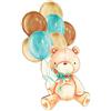 BIGIEMME Sagoma scenografica in Legno Orsetto/a con Palloncini Ideale per scenogarfie ed allestimenti di Eventi e Cerimonie Come Nascita, Battesimo Compleanno con Supporto (90 cm, Celeste)