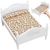 Pesoncarl Letto per casa delle bambole, letto doppio per bambola vintage in scala 1:12, mobili per casa delle bambole in legno 7x5x4 pollici, miniature di colore bianco amichevoli fai da te per bomboniere di
