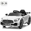 LALAHO Mcchina Elettrica Per Bambini Mercedes AMG GTR 12V con Doppi Motori, 3-5km/h Auto Elettrica per Bambini 3-5 Anni, Sospensioni, MP3, Telecomando (Bianco)