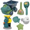 FUNOMOCYA Set Giocattoli da Spiaggia, Camion Ingegneria Dinosauro in Plastica Sicura, Giochi Estivi Portatili per Sabbia Pala e Formine, per Attività All'aperto e Mare