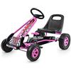 GYMAX Go-Kart a Pedali per Bambini con Sedile Regolabile con Freno e Frizione per Bambini 3-8 Anni, 98 x 59 x 61 cm (Rosa)