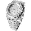 FORSINING Orologio al quarzo da uomo alla moda analogico classico display di lusso diamante data grande quadrante impermeabile in acciaio inossidabile orologi da polso, Argento, Bracciale