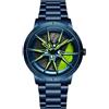 MASTOP Orologio da polso da uomo creativo 3D rotante ruota auto orologio da polso cerchio mozzo design moda quarzo elegante orologio da polso con cinturino in acciaio inox regalo per gli appassionati di auto