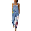 Beaufident Salopette da donna in jeans, stile vintage, con pantaloni in denim, senza maniche, con tasche A blu. S