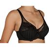 Selene MARILUZ C-D-E Reggiseno con Ferretto Che combina Un Elegante Tessuto con Frange e Una Coppa in Tulle con Pizzo (D, Nero, 3)