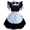 DUHGBNE Vestiti La Elegante Lunghi Abito con Colletto Grembiule da Cameriera Donna Lingerie Finta Bowknot Costume Cosplay Copricapo Abito da Donna Prodotti per Il Corpo Sexy