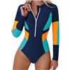 HAOLEI Muta da Donna Muta Intera Triangolo Shorty Manica Lunga Mantieni Caldo Cerniera Frontale Nero Immersione Nuoto Suifing Snorkeling Swimwear Zip Frontale Colore a Contrasto per Immersioni