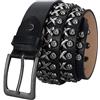 OBASDFD Cintura Unisex In Pelle Realizzata A Mano In Stile Punk - Dettagli In Metallo, Cinturino Alla Moda Casual Hip-hop For Esterni(Black-b,115cm/45)
