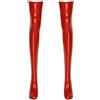 Riismen Donna Calze al Ginocchio Senza Reggicalze in Wetlook Effetto Pelle Calze Intimo Sxl Rosso XL