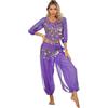 MSemis Donne Danza del Ventre Costume Vestito da Ballo Latino Moderno Asiatico Indiano Arabo Danza del Ventre Costume Carnevale Halloween Performance Outfits Viola Taglia unica