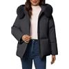 MJGkhiy Piumino Donna Leggero Corto Curvy Piumini Imbottita Comodo Cappotto Autunnale Giacca Antivento Con Pelliccia Cappuccio Casual Taglie Forti Puffer Jacket Caldo Giubbino Trapuntato Elegante