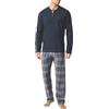 PEROFIL Pigiama Uomo Manica Lunga Serafino Cotone E Pile VPRT93229