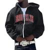 Generic Brooklyn - Felpa con cappuccio da uomo New York con cerniera intera 2024, stile gotico, con cerniera, felpe, maglioni, stile western, vestibilità ampia, grafica divertente, vintage, Nero , 3XL