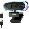 TIEOAXFT Videocamera streaming 60 | Video fluidi, messa a fuoco automatica, protezione for la privacy | Webcam USB Plug&Play con adattatore Type-C 0 for giochi, conferenze, chiamate