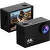 XUMIUZIY Action Camera 4K HD, Videocamera per Ciclismo con Display IPS 2, Angolo di Larghezza 170 °, Stabilizzazione Elettronica, Registrazione del Ciclo, Videocamera Sportiva per Vlog