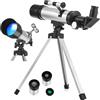 Hemobllo Telescopio Astronomico Rifrattore 50mm con Treppiede Regolabile, Design Portatile, Osservazione Nitida per Adulti e Principianti, Uso Esterno