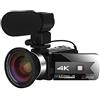 NGBFF Macchinetta Digitale, Videocamera videocamera con microfono for la registrazione Vlog 4K 56MP. TOUCH SCREEN NOTTE VISION HD Recorder WiFi Video Fotocamera digitale(K1 Gray Mic Lens 32G)