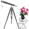 THOR INSTRUMENTS Telescopio nautico regolabile in pelle blu marino grigio supporto grigio legno rustico vintage decorazione per la casa regali